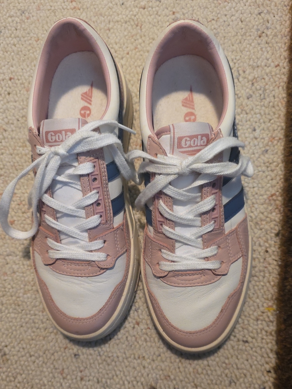 Gola Women's White, Dusty Pink & Navy Low-Top Sneakers 7.5 Awesome Condition